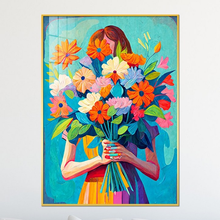 아트블루 알록달록 꽃다발을 든 여인 플라워 그림 북유럽 액자 아트블루 알록달록 꽃다발을 든 여인 플라워 그림 북유럽 액자