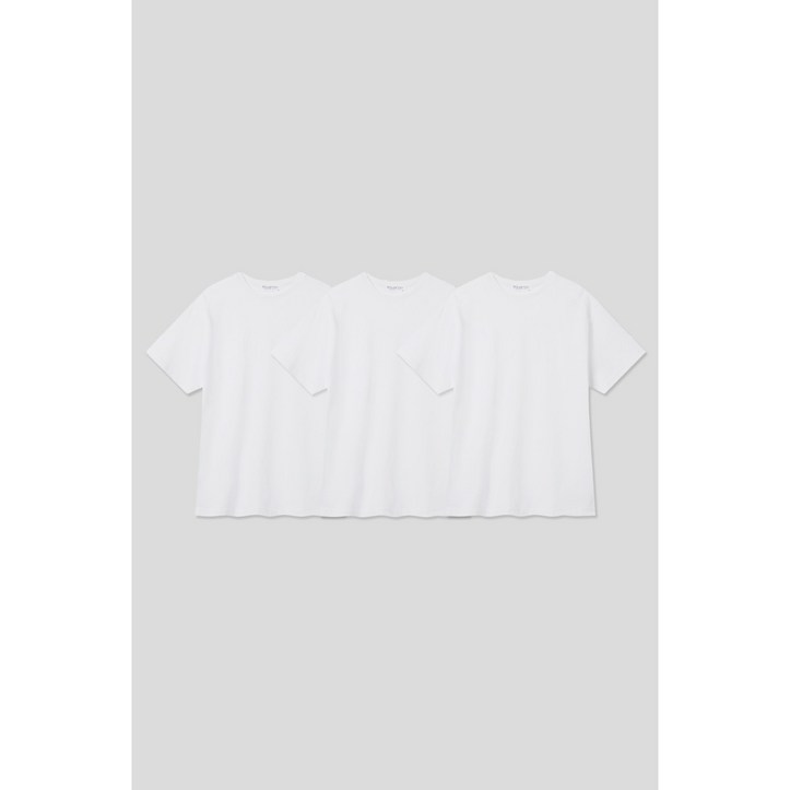 Women에두아르도3팩 세트노멀 레귤러핏 반팔 티셔츠 화이트팩