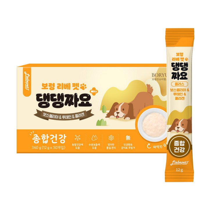 보령 리베 펫 댕댕짜요 플러스 종합건강 강아지 영양간식, 눈건강피부건강관절건강, 360g, 1개 보령 리베 펫 댕댕짜요 플러스 종합건강 강아지 영양간식, 눈건강피부건강관절건강, 360g, 1개