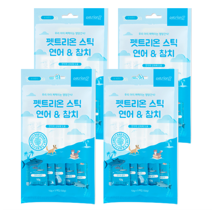펫트리온 스틱 강아지 고양이 간식 4p, 연어 참치 혼합맛, 50g, 4개