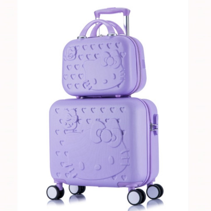 16인치 헬로 키티 기내용 미니 하드 캐리어 1인용 핑크 여행 보조 가방 소형 트렁크