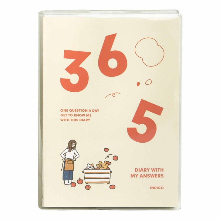 인디고 만년형 행복 질문 일기 365 QA 자문자답 데일리 다이어리, 크림, 1개
