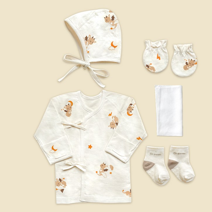 ikii 신생아 오가닉 배냇저고리 사계절용 긴소매 5종 세트