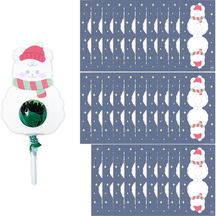 도나앤데코 레인보우가든 크리스마스 막대 사탕 포장 페이퍼 세트, 004 눈사람보우, 30세트 6872929807