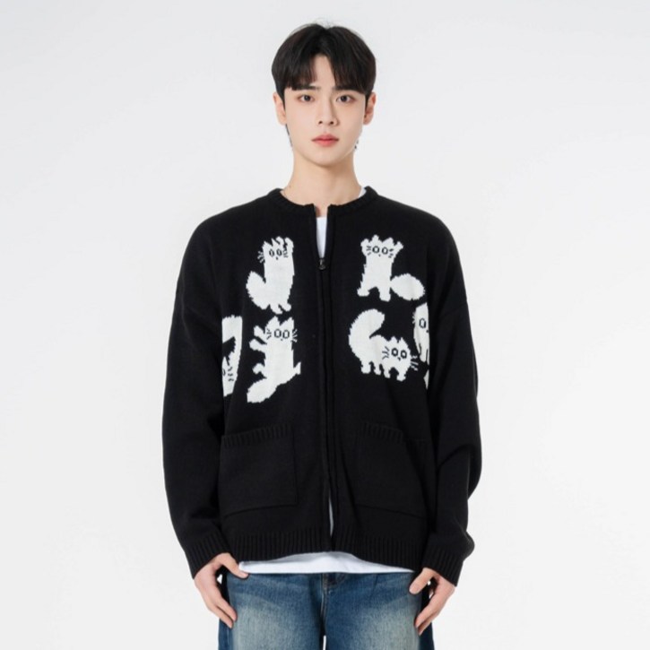 모즈모즈 조이풀 키튼 투웨이 니트 집업