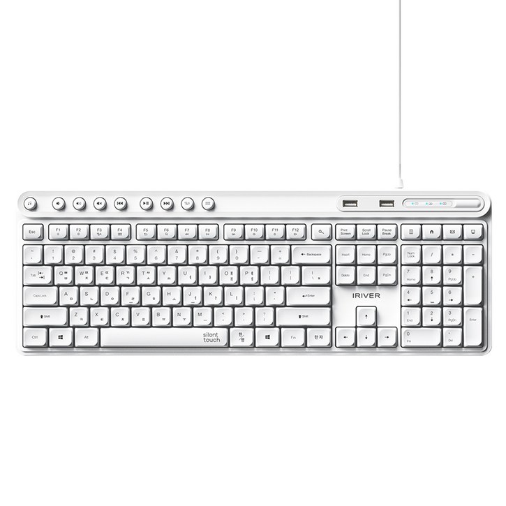 아이리버 2PORT HUB 지원 생활방수 무소음 유선 키보드, White, K601U, 제조사축