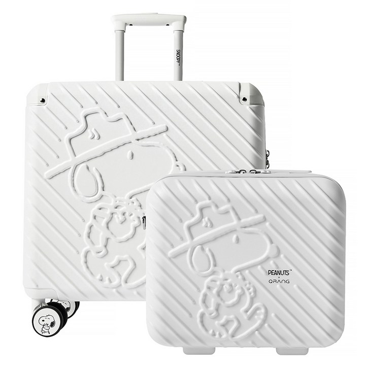 피너츠 X 큐랑 시애틀 스누피 기내용 뷰티백+캐리어 세트