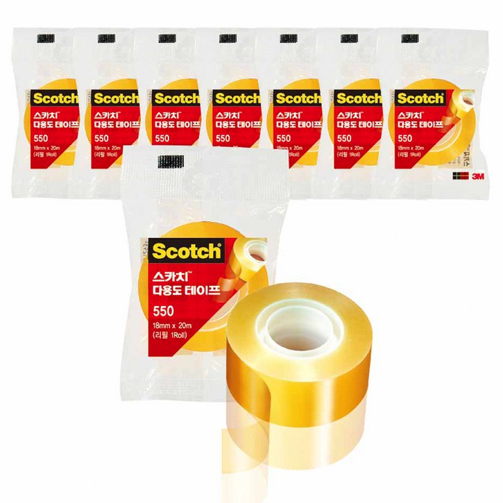 스카치 다용도 셀로판 테이프 550 18mm x 20m, 8개 스카치 다용도 셀로판 테이프 550 18mm x 20m, 8개