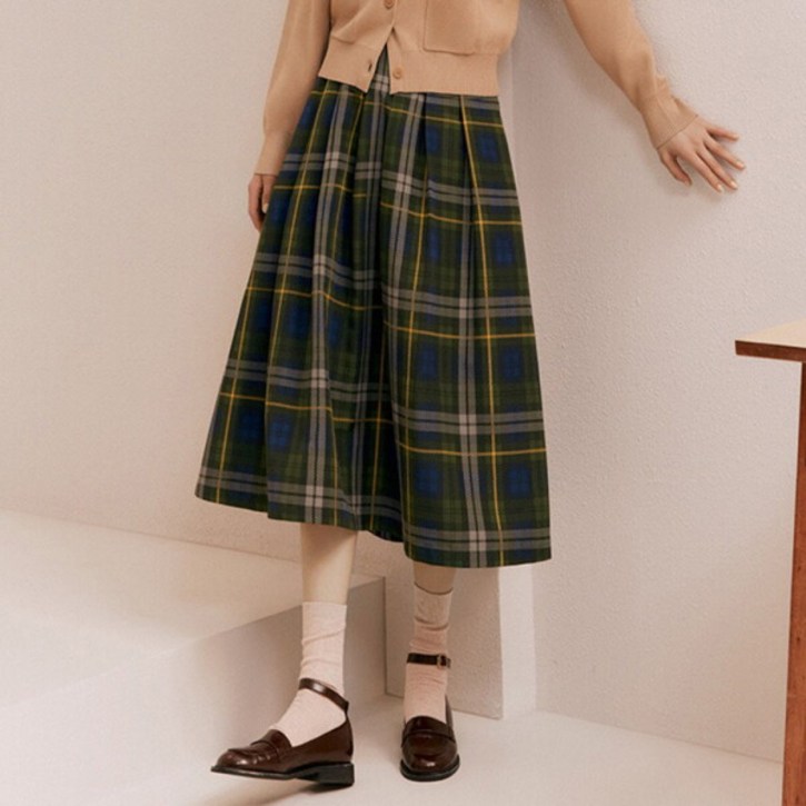 더엣지 139800원 체크 볼륨 스커트 WYSK6G01