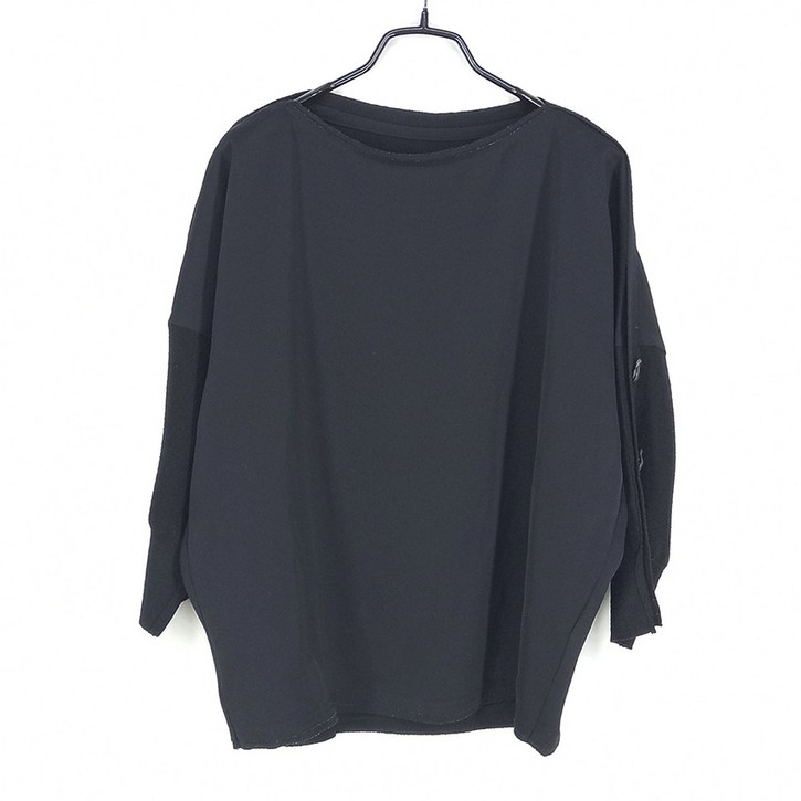 빈티지다온 시스템 여 7부소매니트 세미가오리 블라우스 블랙82