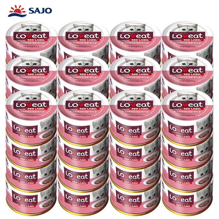 사조 러브잇 레드라벨 고양이 간식캔, 맛살 & 흰살참치, 160g, 48개