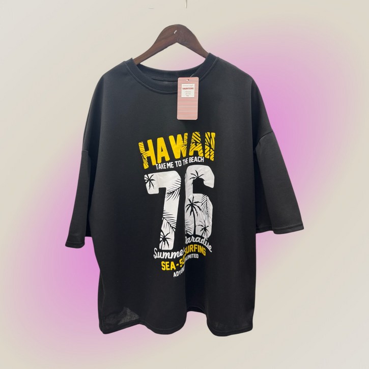 세인트이브 하와이 프린팅 여성 반팔 트레이닝세트 반바지 상하의 세트 여름룩