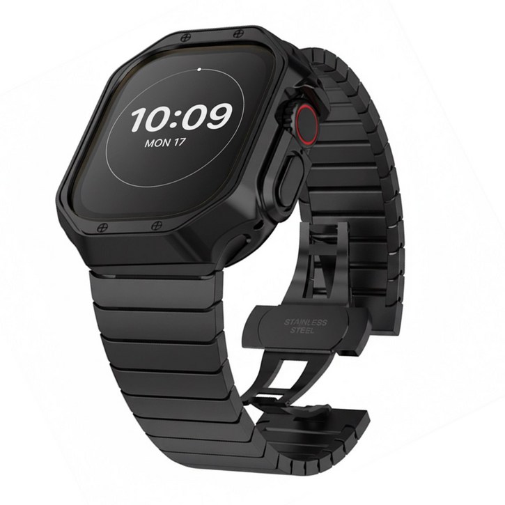 아이비온 애플워치 링크브레이슬릿  아머 케이스 세트 40 44, 딥블랙