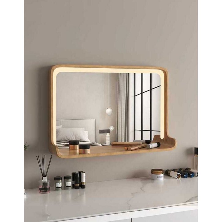 벽걸이 거울 선반 화장대 현관 원목 파우더룸 심플