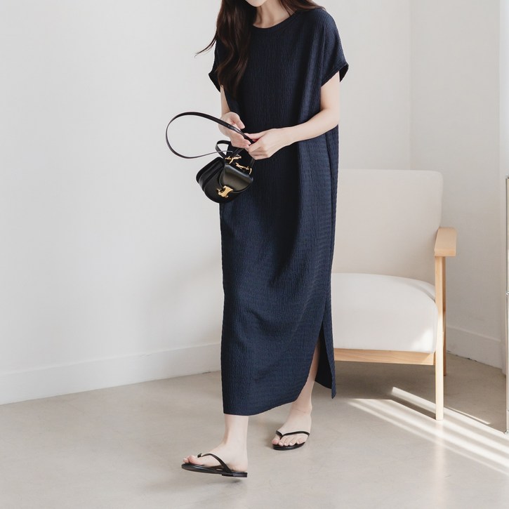데일리 루즈핏 시어서커 롱원피스