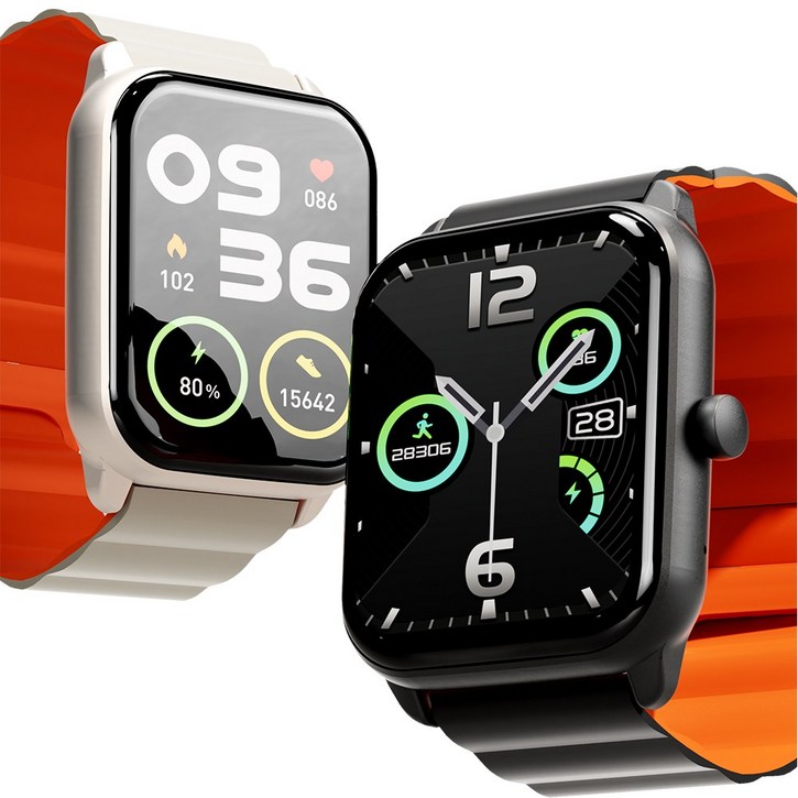 ebeiya 통화가능 스마트워치 대화면 운동측정 알림 확인 가능한, 블루투스, 4.65cm, 베이지+오렌지