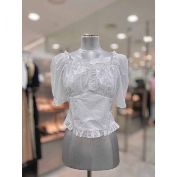 에고이스트 스퀘어넥 러플 볼륨 블라우스ER2OBL53