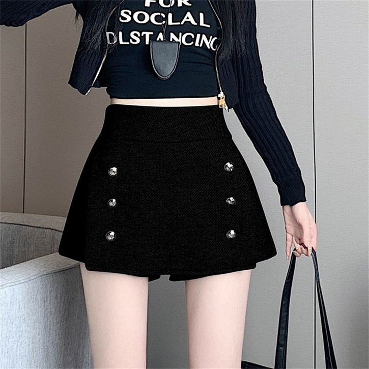 TKX 여성용 스커트 패션 더블 버튼 장식 봄 가을 울 겨울스커트 출근룩 하객룩 KY97