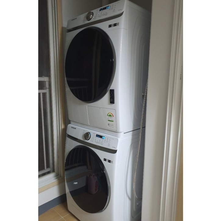 삼성전자 그랑데 세탁기 WF19T6000KW 19kg 건조기 DV17T8520BW 17kg 직렬설치 키트 방문설치