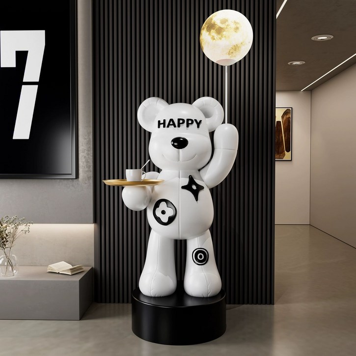 홈라이브러리 동글귀욤 126cm 곰돌이 대형 피규어 인테리어조명 거실 침실 아이방 꾸미기 집들이선물, 1개, 핑크106cm 블루투스스피커+저금통