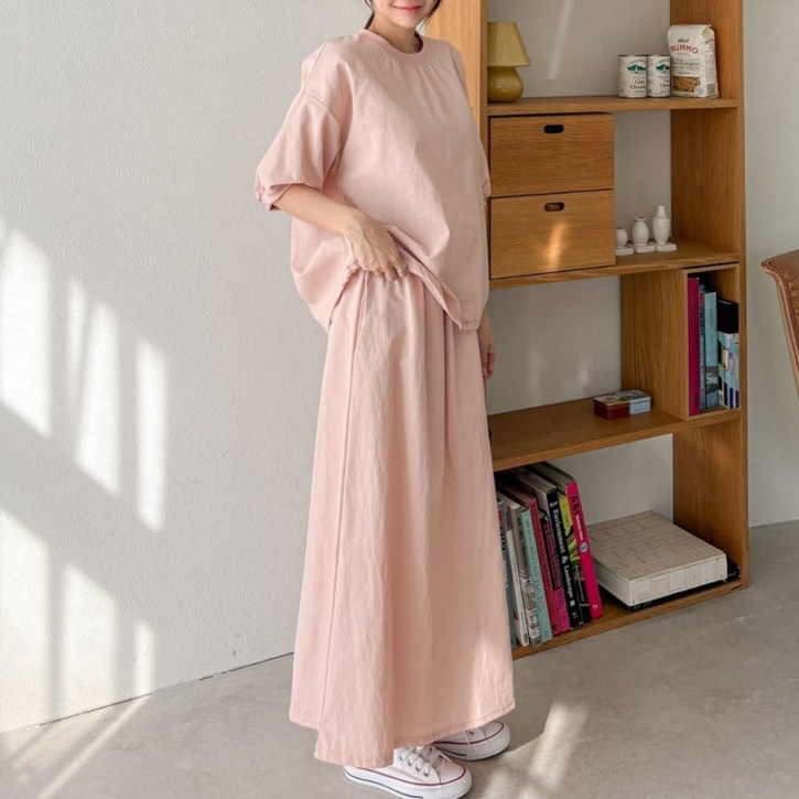 루즈핏 아노락 치마 반팔 티셔츠 세트