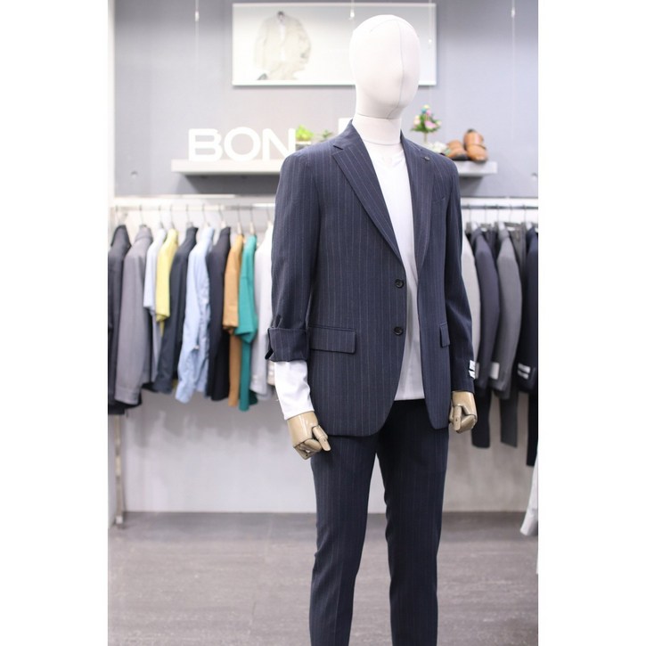 BON 캐주얼 정장 BN4ME269T369NY 네이비 스트라이프 울스판 시어서커 셋업수트