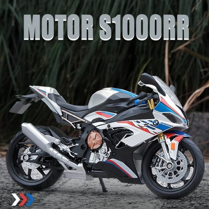 모형 다이캐스트 자동차 1:12 BMW S1000RR 2021 다이 캐스트 오토바이 모델 차량 컬렉션 오토바이크 쇼크 업소버 오프로드