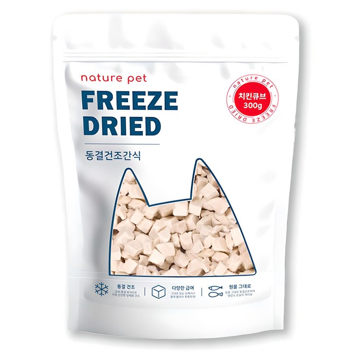 네이처펫 반려동물 동결건조간식, 치킨 큐브맛, 300g, 1개