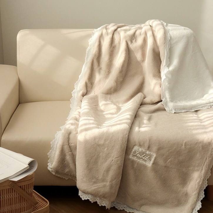 윈터 고급 레이스 양면극세사 이불 담요