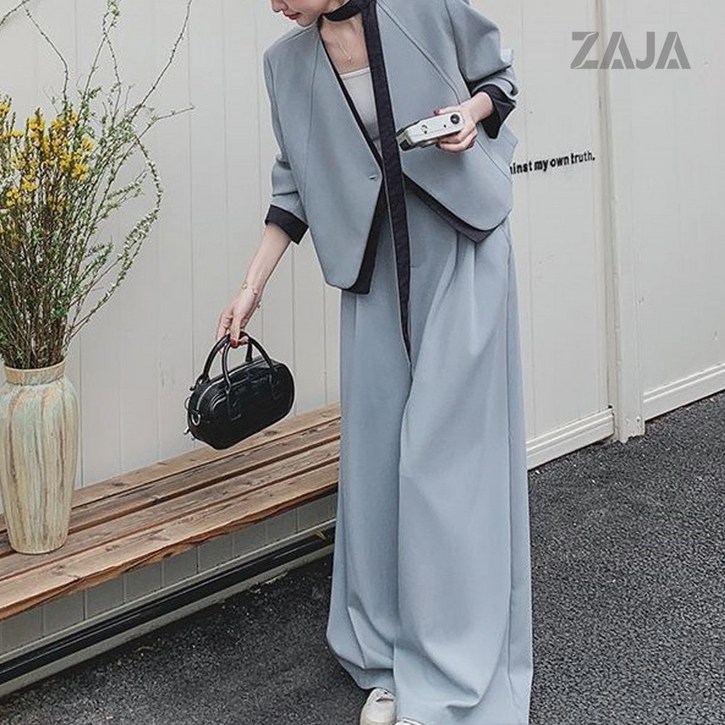 ZAJA 여성 투피스 세트 자켓 와이드팬츠 세미정장 캐주얼