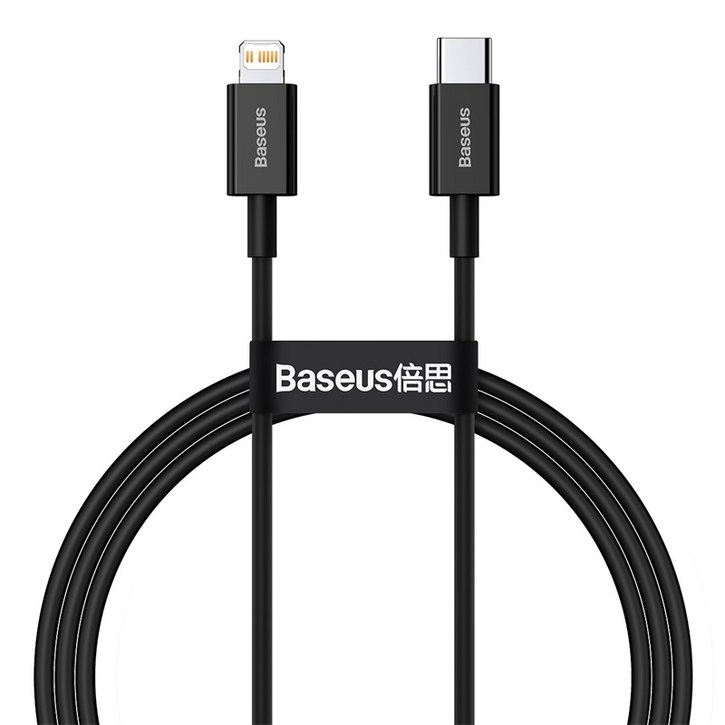 베이스어스 Superior 시리즈 Type-C to iP PD 20W USB to Type-C 66W Type-C to Type-C 100W 초고속 충전케이블, 블랙, 5개입