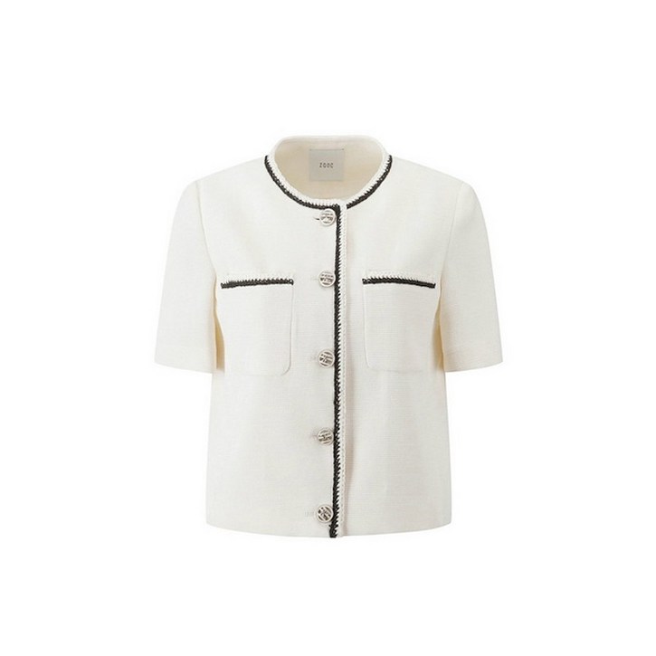 주크 노카라 트위드 반팔자켓 IV V243MSF903