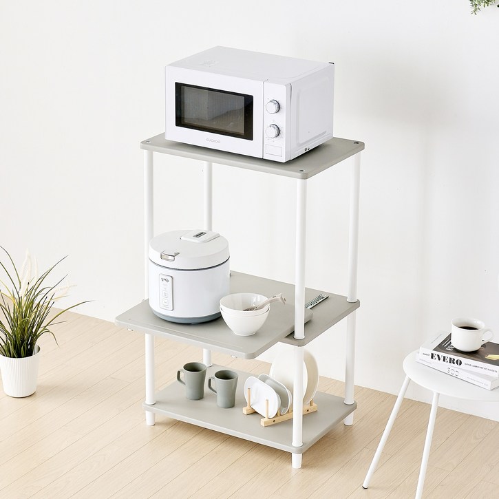 색상리뉴얼행사중 국내생산 튼튼한 조립식 시그니처 렌지대수납장 주방선반 밥솥다이, 53 렌지대 3단슬라이드형그레이