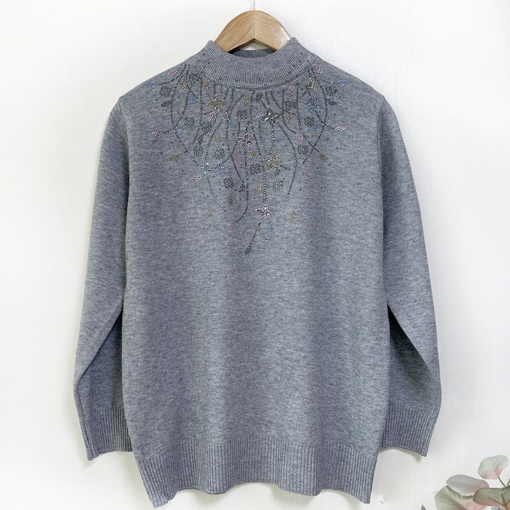 국민할매 엄마옷 할머니옷 나리꽃 반목 도톰한 스웨터 니트 티셔츠[MMS-R3] 겨울 실내복 1