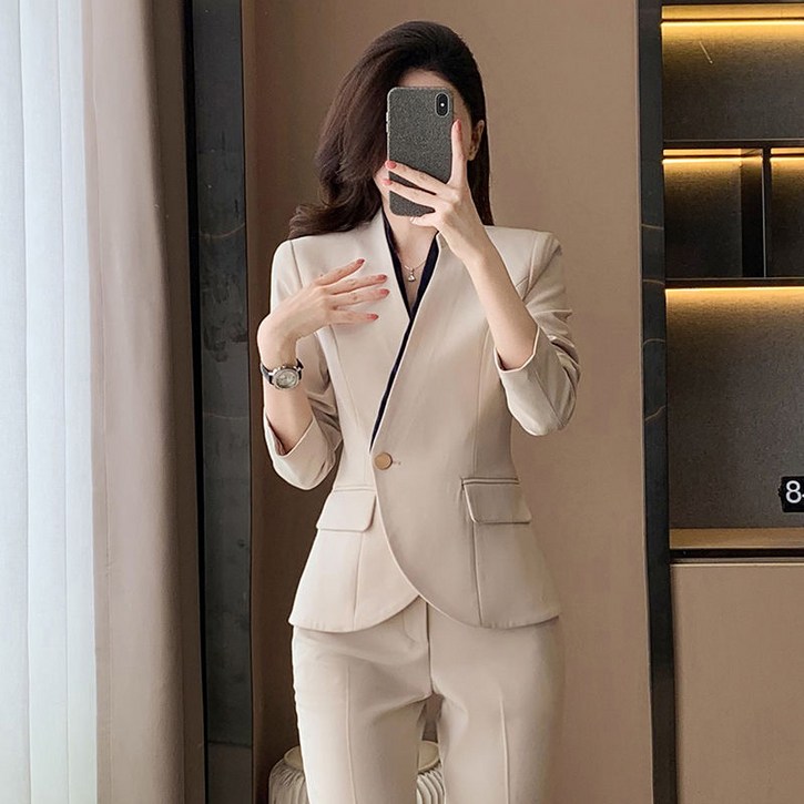 휠렉스 여성 정장 허리조임 오피스룩 패션 상하세트 JT417