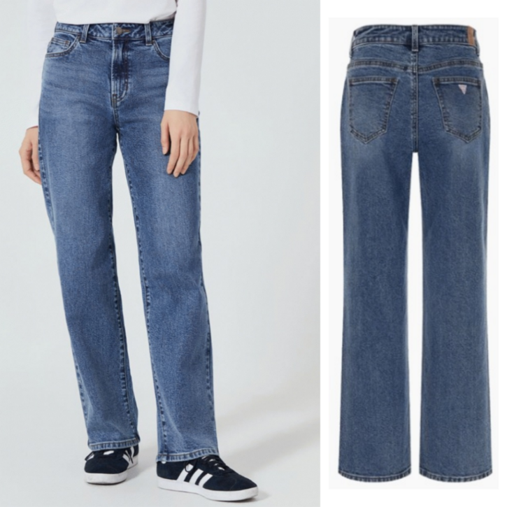 백화점 정품 게스 여성 중청 와이드핏 청바지