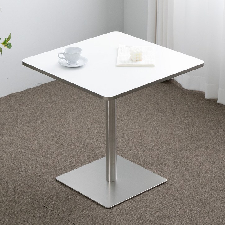 퓨리 HPL 실버엣지 700 40R 식스 실버 사각 테이블, 화이트