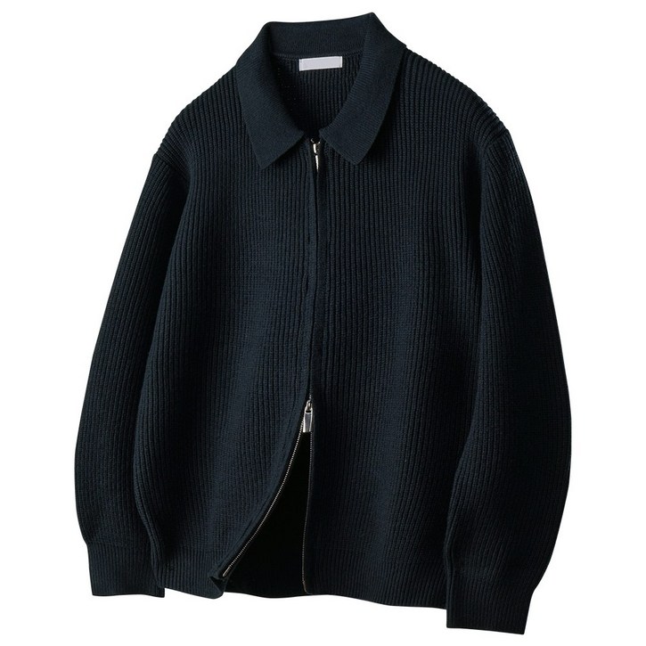 팀스핏품질보증 남성용 빅사이즈 비스코스 투웨이 가디건 카라 집업 니트 오버핏