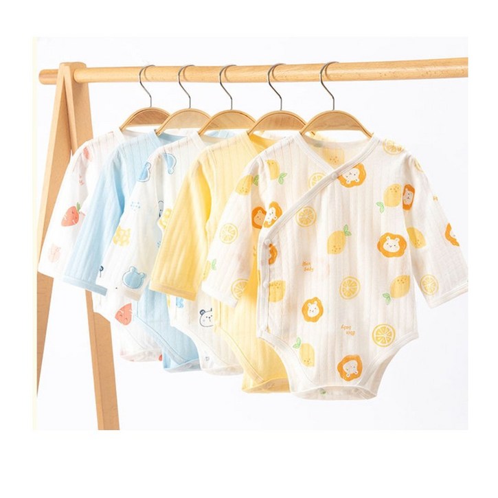 럭셔리베이비 아기 신생아 긴팔 메쉬 바디슈트 순면 풀스냅 배냇수트, 큐트