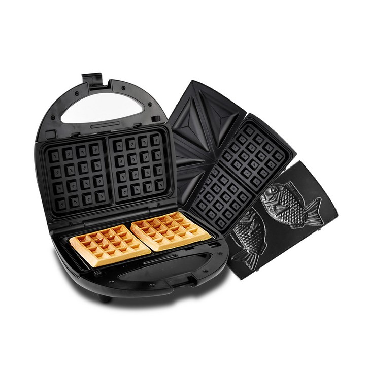 대우 와플메이커 3in1메탈블랙 분리형 붕어빵틀 샌드위치 와플팬, 와플메이커 3in1 메탈블랙