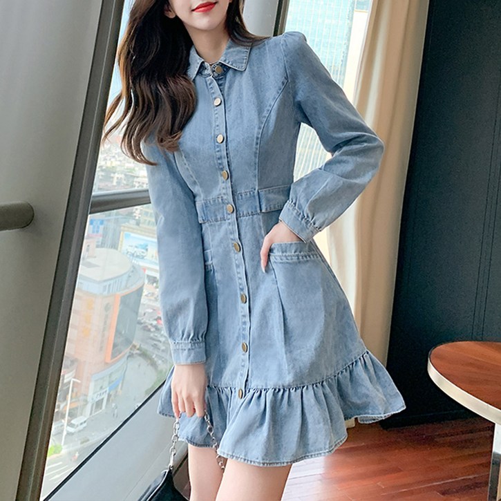 대박난박양 프릴 큐티 연청 원피스 대박난박양 프릴 큐티 연청 원피스