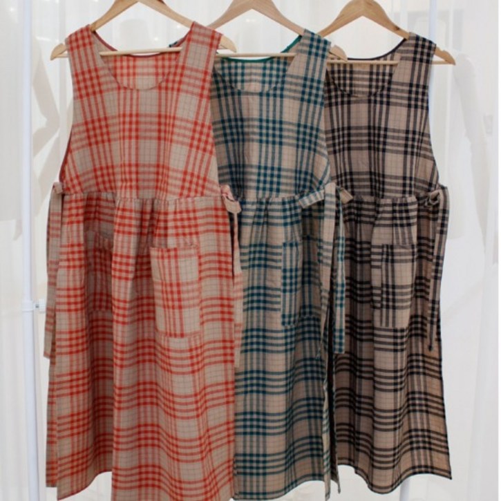 서울양품점스티치 원피스형 체크앞치마CH20215봄,여름앞치마,공방앞치마,