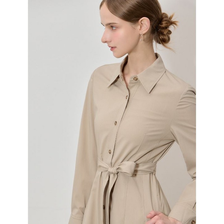 리스트 퓨어 벨티드 롱 셔츠 원피스 택가격 228000원