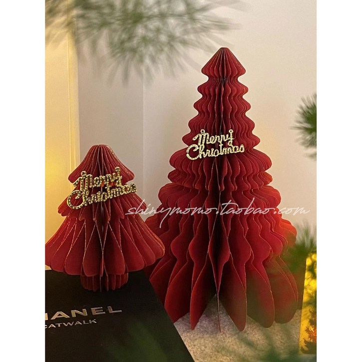 크리스마스 종이트리 조명 종이 화이트M 선물 대형 180cm 입체 모던 거실 DIY 녹색