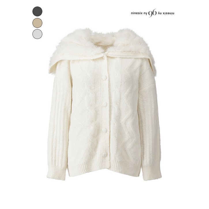 나인식스뉴욕 퍼 세라 카라 믹스 짜임 가디건 (NPCKG010M0)