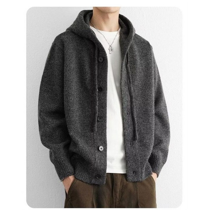 [쉬즈본] 비러후드가디건/간절기 남성용 데일리 니트 후드 가디건 아우터