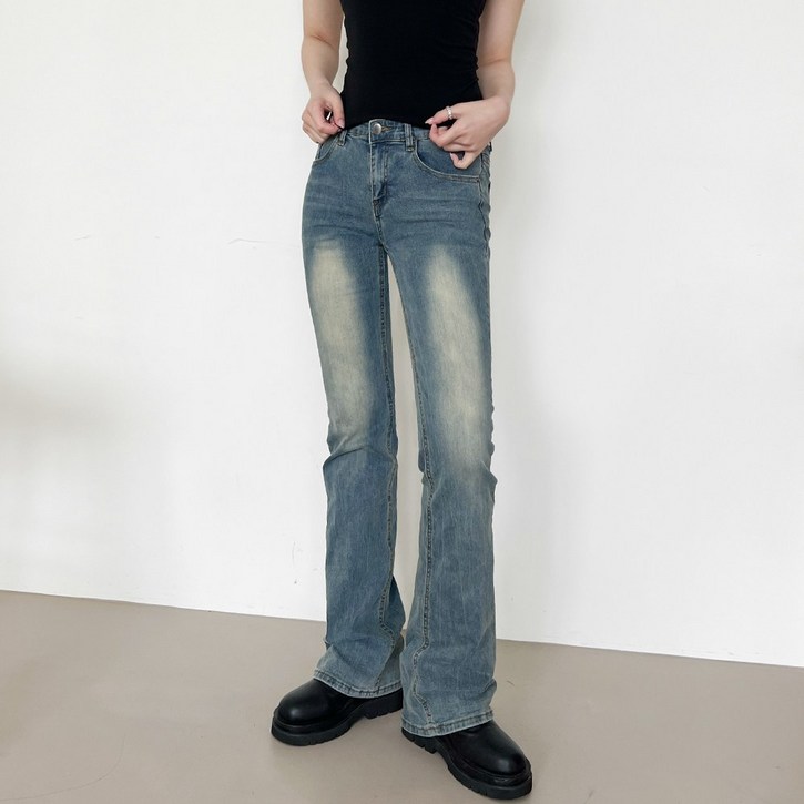 쏘옷 여성용 스판 로우라이즈 세미 부츠컷 팬츠