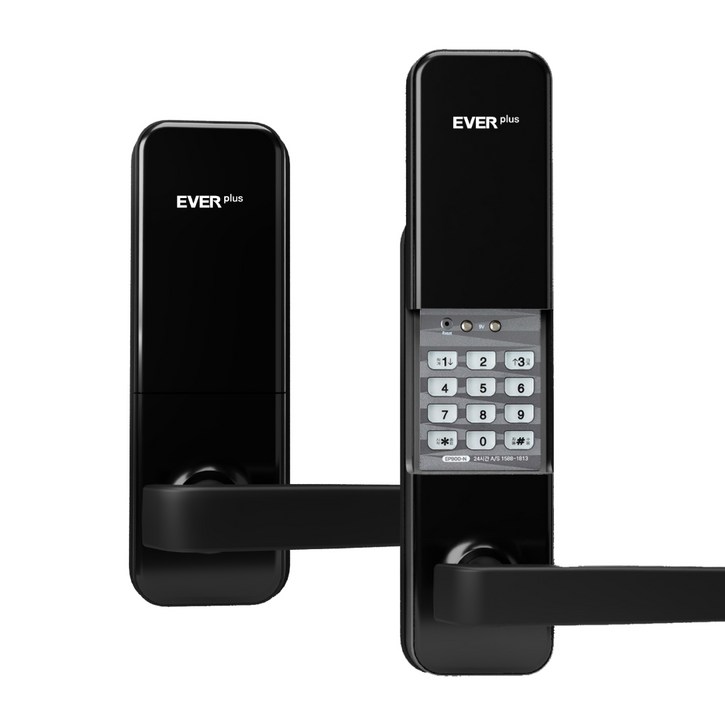 에버넷 무타공 커버형 도어락 에버플러스 EP900 다크그레이 고객직접설치 번호전용,카드