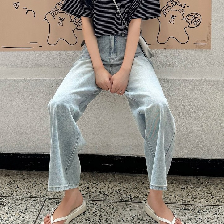 HIP39 워싱 여름 와이드 일자 데님 청바지 024