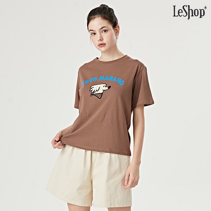 르샵 라운드넥 코코마랑 레터링 프린팅 반팔 티셔츠 DO2LW024A 르샵 라운드넥 코코마랑 레터링 프린팅 반팔 티셔츠 DO2LW024A